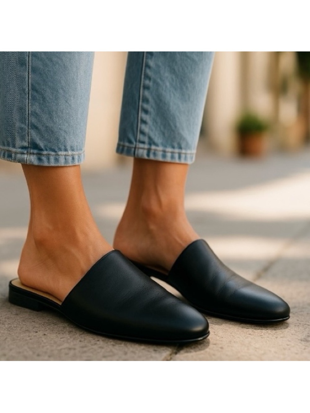 NWOT. JIL SANDER Navy Women’s EU 37 1/2 US 71/2 Slip on Flats Mules.